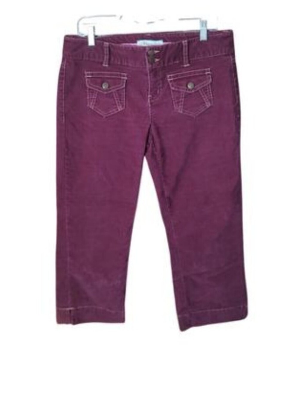 Aeropostale Burgundy Purple Corduroy Stretch Cropped Y2k Capri Pants Junior 9/10